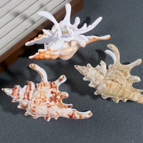 Accessories - NEW! Set of 3 Shell Hair Claws in Cream, Beige & Coral